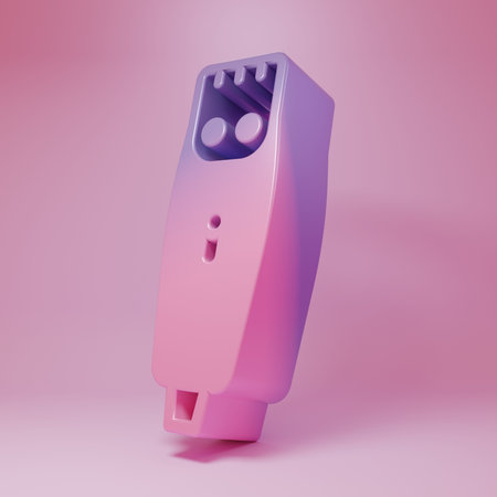 Purple-pink Electrical hair clipper or shaver icon isolated on pink background. Barbershop symbol. Minimalism concept. 3D render illustration.の写真素材