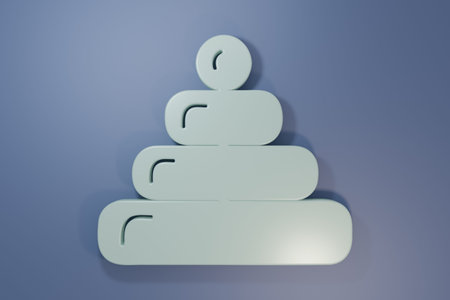 Gray Pyramid toy icon isolated on purple-blue background. Minimalism concept. 3D render illustration.の写真素材