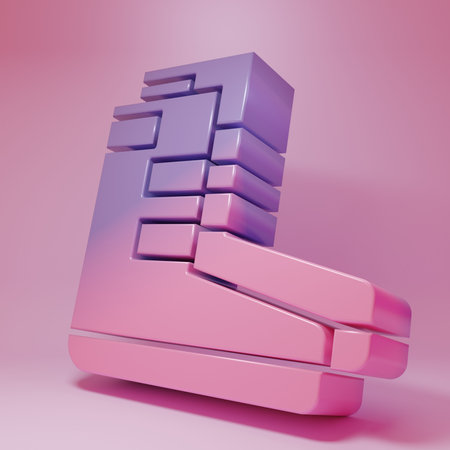 Purple-pink Boots icon isolated on pink background. Minimalism concept. 3D render illustration.の写真素材