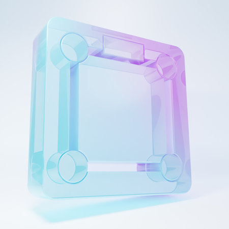 Frosted glass Bathroom scales icon isolated on white background. Weight measure equipment. Weight Scale fitness sport concept. Minimalism concept. 3D render illustration.の写真素材