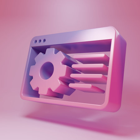 Purple-pink Browser setting icon isolated on pink background. Adjusting, service, maintenance,...
