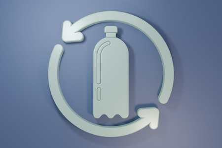 Gray Recycling plastic bottle icon isolated on purple-blue background. Minimalism concept. 3D render illustration.の写真素材