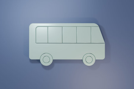 Gray Bus icon isolated on purple-blue background. Transportation concept. Bus tour transport sign. Tourism or public vehicle symbol. Minimalism concept. 3D render illustration.の写真素材