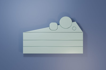 Gray Cake icon isolated on purple-blue background. Happy Birthday. Minimalism concept. 3D render illustration.の写真素材