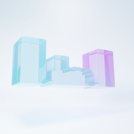 Frosted glass Home stereo with two speaker s icon isolated on white background. Music system. Minimalism concept. 3D render illustration.の写真素材