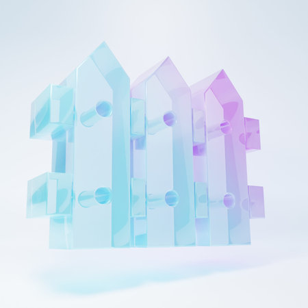 Frosted glass Garden fence wooden icon isolated on white background. Minimalism concept. 3D render illustration.の写真素材
