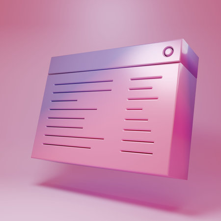 Purple-pink Software, web developer programming code icon isolated on pink background. Javascript computer script random parts of program code. Minimalism concept. 3D render illustration.の写真素材