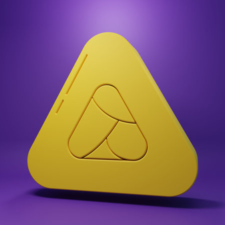 Yellow Sushi icon isolated on purple background. Traditional Japanese food. Minimalism concept. 3D render illustration.の写真素材