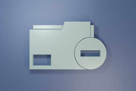 Gray Document folder with minus icon isolated on purple-blue background. Clear document. Remove file...