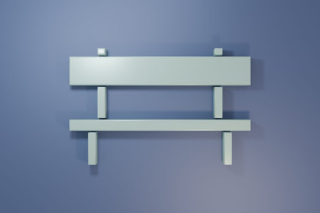 Gray Bench icon isolated on purple-blue background. Minimalism concept. 3D render illustration.
