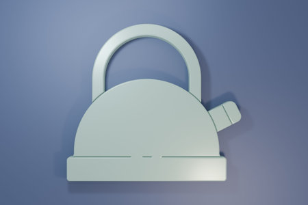 Gray Kettle with handle icon isolated on purple-blue background. Teapot icon. Minimalism concept. 3D render illustration.の写真素材