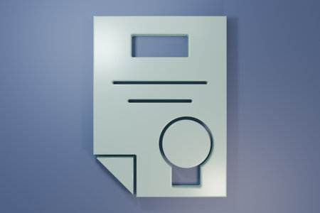 Gray Certificate template icon isolated on purple-blue background. Achievement, award, degree, grant, diploma concepts. Minimalism concept. 3D render illustration.の写真素材