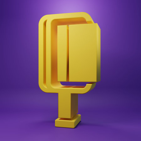 Yellow Hair brush for dog and cat icon isolated on purple background. Brush for animal fur. Pet accessory. Minimalism concept. 3D render illustration.の写真素材