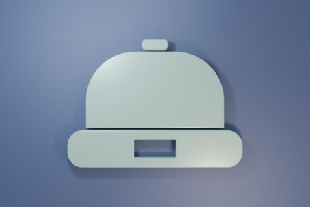 Gray Beanie hat icon isolated on purple-blue background. Minimalism concept. 3D render illustration.の写真素材