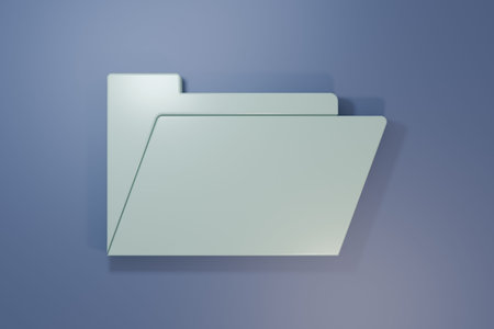 Gray Document folder icon isolated on purple-blue background. Accounting binder symbol. Bookkeeping...