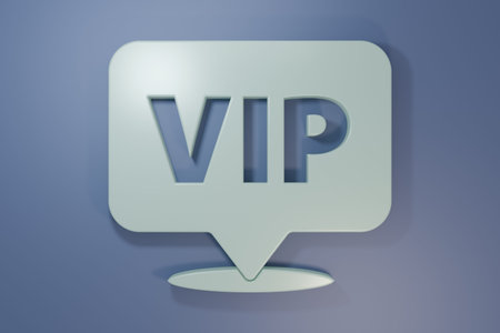Gray Location Vip icon isolated on purple-blue background. Minimalism concept. 3D render illustration.の写真素材