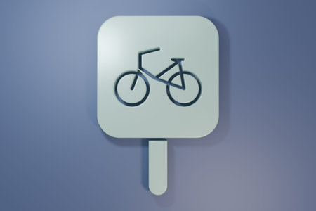 Gray Bicycle parking icon isolated on purple-blue background. Minimalism concept. 3D render illustration.の写真素材