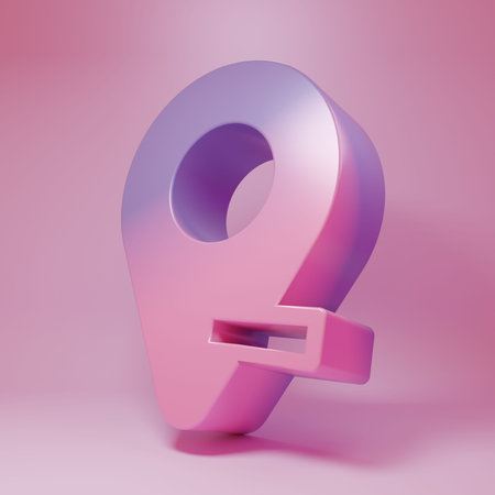 Purple-pink Map pin icon isolated on pink background. Navigation, pointer, location, map, gps,...