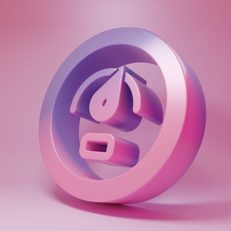 Purple-pink Digital speed meter concept icon isolated on pink background. Global network high speed...