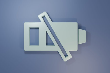 Gray Battery charge level indicator icon isolated on purple-blue background. Minimalism concept. 3D render illustration.の写真素材