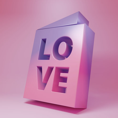 Purple-pink Valentines day party flyer icon isolated on pink background. Celebration poster template...