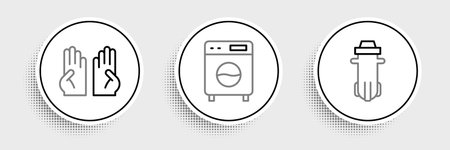 Set line Water filter Rubber gloves and Washer icon. Vector.のイラスト素材