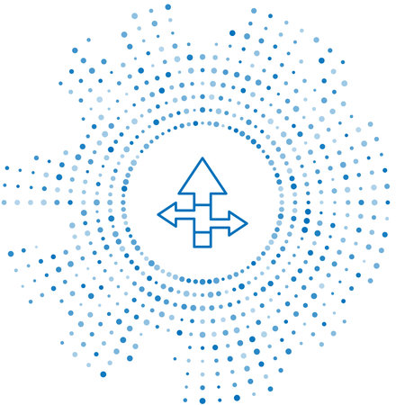 Blue line Arrow icon isolated on white background. Direction Arrowhead symbol. Navigation pointer...
