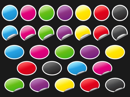 set of shiny round stickers/badgesのイラスト素材