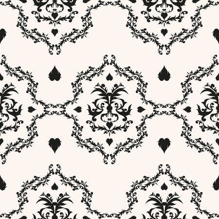 Royal victorian vector background. Monochrome baroque texture. Classical damask seamless pattern.のイラスト素材