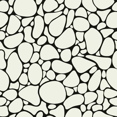 Gravel mosaic endless wallpaper. Seamless pattern pebbles decor. Monochrome vector.のイラスト素材