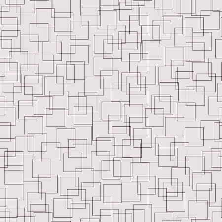 Decorative repeat vector wallpaper with intricate squares. Monochrome tanggled polygons. Contour squares grid semless pattern.のイラスト素材