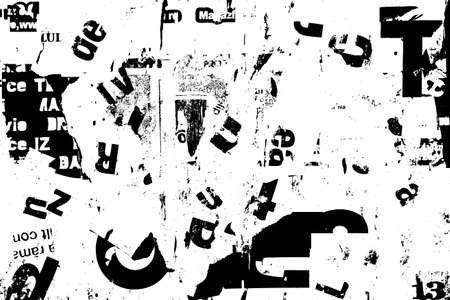 Grungy newspaper colage. Artistic vector background.のイラスト素材