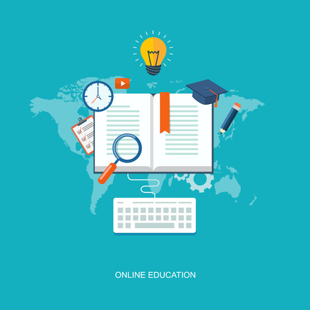 Internet education flat illustration. Eps10のイラスト素材