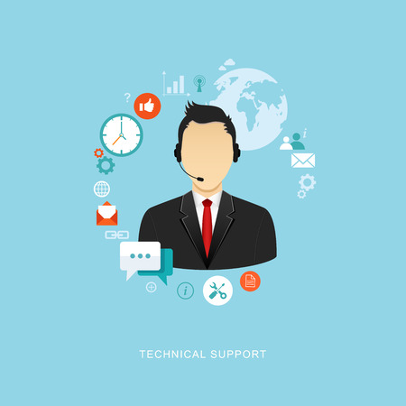 Flat design illustration with icons. Technical support assistant. eps8のイラスト素材