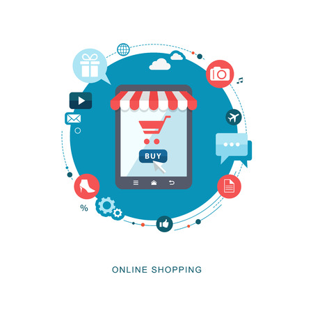 Online shopping flat illiustration. eps10のイラスト素材