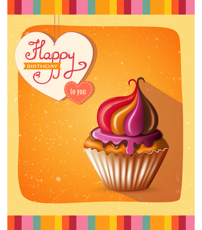 Birthday card with cake eps10のイラスト素材