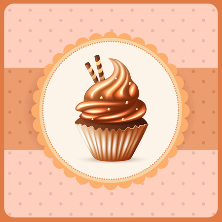 Photorealistic cupcake in frame eps10のイラスト素材