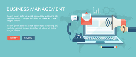 Business management flat illustration with icons. Eps10のイラスト素材