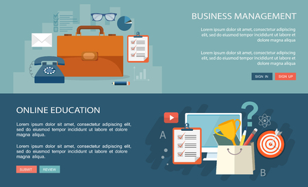 Online education and business management banners set. Eps10のイラスト素材