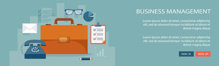 Business management flat illustration with icons. Eps10のイラスト素材