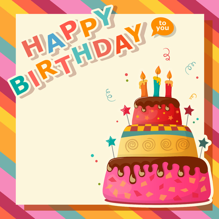 Happy birthday greeting card template vector illustrationのイラスト素材