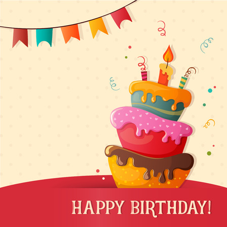 Happy birthday greeting card template vector illustrationのイラスト素材