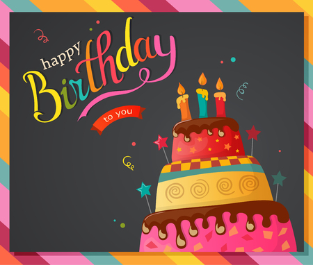 Happy birthday greeting card template vector illustrationのイラスト素材