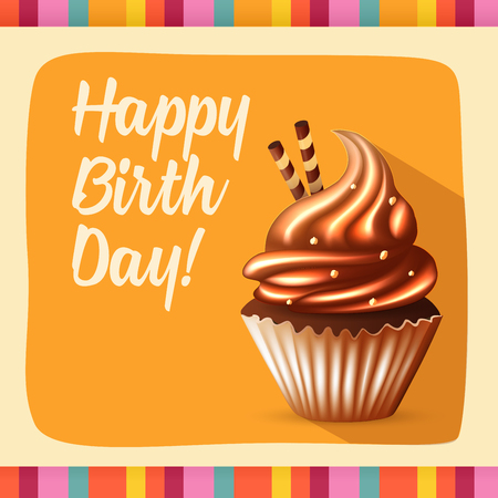 Birthday card with cupcake.のイラスト素材