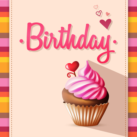 Birthday card with cupcake.のイラスト素材