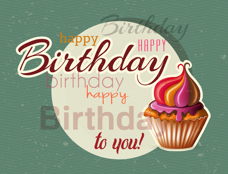 Birthday card with cupcake.のイラスト素材