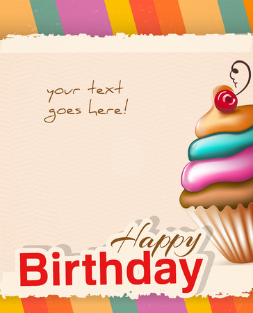 Birthday card with cupcake.のイラスト素材