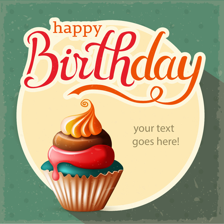 Birthday card with cupcake.のイラスト素材