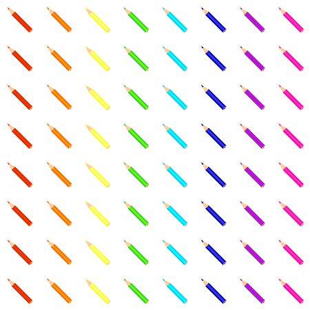 Seamless pattern with rainbow pencils on white field.のイラスト素材