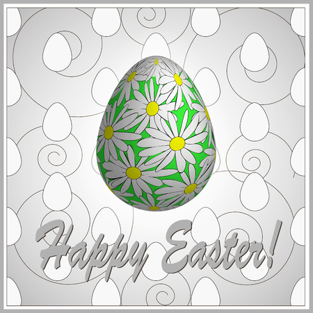 Happy easter greeting card. 3D illustration with easter egg and font.のイラスト素材